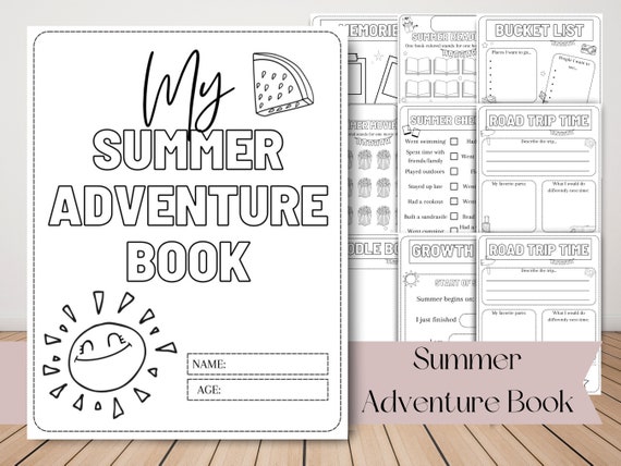 Summer Adventure Book for Kids, Summer Activities for Kids, Printable Summer Journal, Kid's Bucket List, Reading Log, Summer Checklist