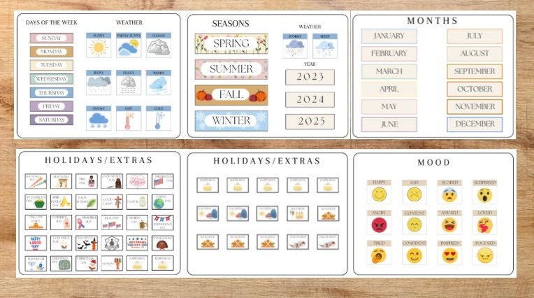 Printable Visual Calendar Board for Preschooler, Editable Calendar ...
