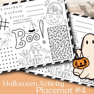 Aktivitetsbordsunderlägg för Halloween, Aktivitetsbordsunderlägg för barn på restaurang, Resebordsunderlägg för barn, Halloweenaktiviteter, Papper- och pennspel bild 5