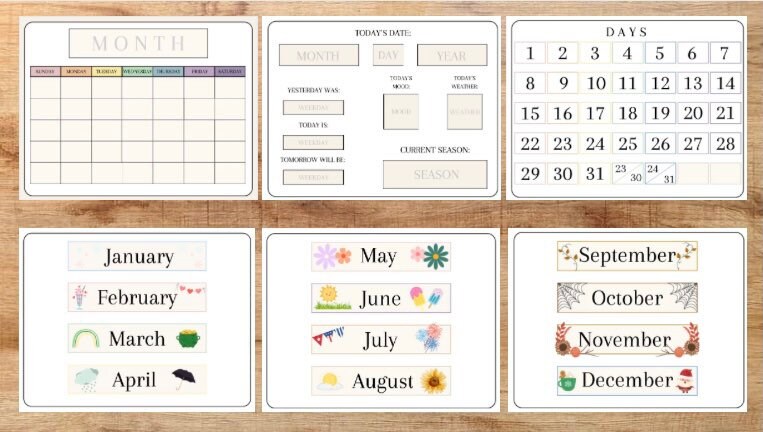 Printable Visual Calendar Board for Preschooler, Editable Calendar ...