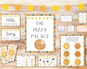 Pizza Shop Pretend Play, Dramatic Play for Kids, Pretend Play Menus, Printable Pizza Shop, Pizza Parlor Dramatic Play, Playroom, Home Play