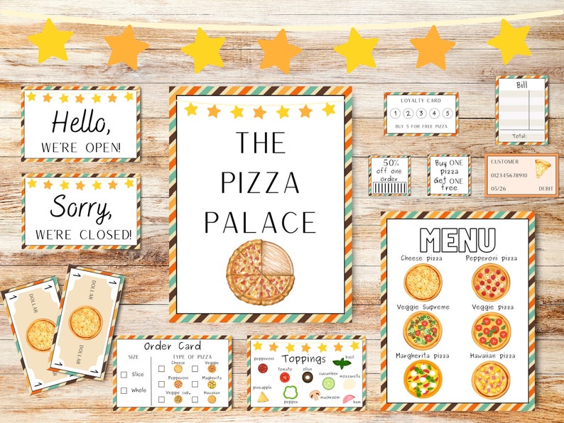 Pizza Shop Pretend Play, Dramatic Play for Kids, Pretend Play Menus ...