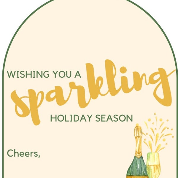 Wishing You a Sparkling Holiday Season wine bottle tag, Easy Christmas gift for friends or neighbors, great hostess gift