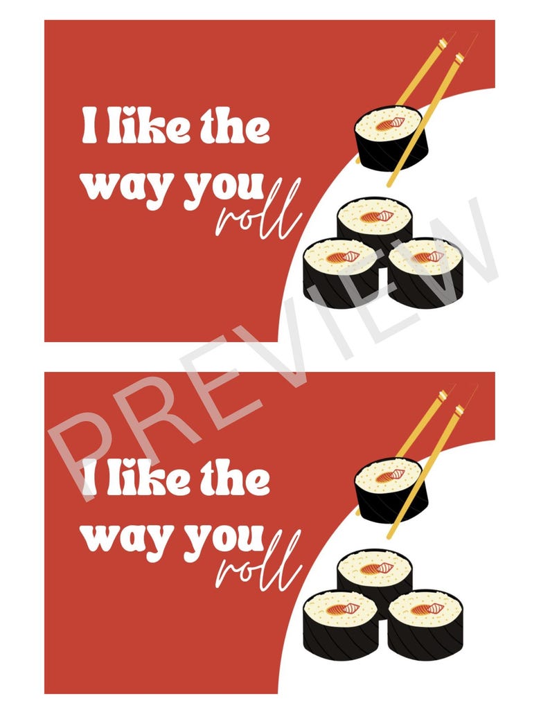 Sushi Pun Printable Gift Tags | I Like the Way You Roll Sushi Theme ...
