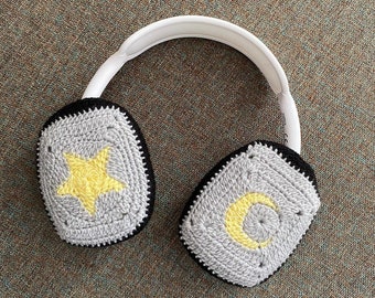 Housses tricotées pour casque Airpods Max, Etui crocheté pour AirPods Max, Housse AirPod Max, Étoile de lune avec motif