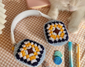 Fundas tejidas para AirPods Max, funda de crochet para AirPods Max, funda para AirPod Max, diseño de luna y estrella