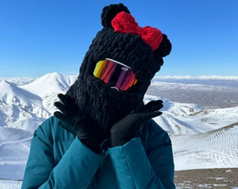 Czarna kominiarka narciarska, kominiarka dzianinowa, kominiarka dzianinowa, maska na kask narciarski, pokrowiec na kask, ochraniacz na kask, maska zimowa