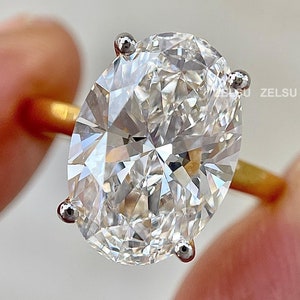 Oval Diamond Ring, Oval Diamond Moissanite Ring With Halo And Pave Eternity Engagement Ring For Her, Oval Moissanite Diamond Engagement Ring