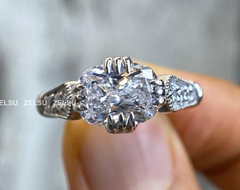 2.05 CT Ice Crushed Cushion Cut Moissanite Engagement Diamond Ring Gift For Her, Anniversary Gift, Cushion Cut Ring, Cushion Solitaire Ring