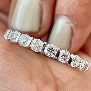 Round Moissanite Band, 2.50 MM Round Cut Colorless Moissanite Wedding Band, Half Eternity Moissanite Band, Stacking Ring, Anniversary Band