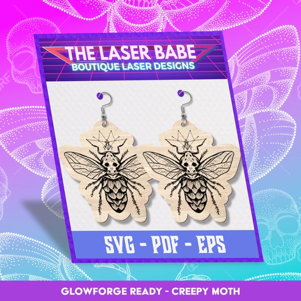 Vintage Halloween Death's Head Moth Dangle Earrings Digital Download | Glowforge ready svg pdf eps file | xtool cut file