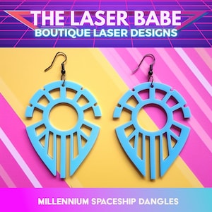 Millennium Spaceship Laser Cut Earrings Digital Download | Glowforge ready svg pdf eps file | xtool cut file