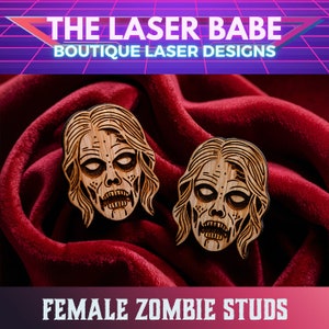 Female Zombie Studs Laser Cut File, Halloween Earrings SVG, Spooky Jewelry Design