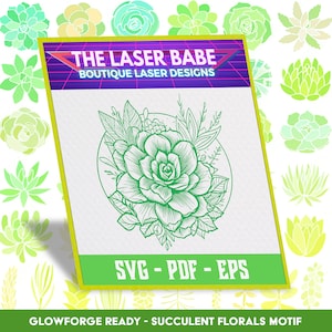 Succulent and Florals Digital Download | Glowforge ready svg pdf eps engraving file | xtool cut file | Laser file for blanks