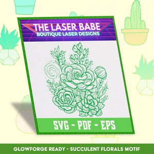 Succulent Garden Laser Cut File: Glowforge Ready SVG, PDF, EPS