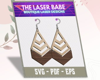 Boho Chevron Dangle Earrings | SVG PDF EPS | Glowforge Ready | Modern Geometric Accessory | Instant Download