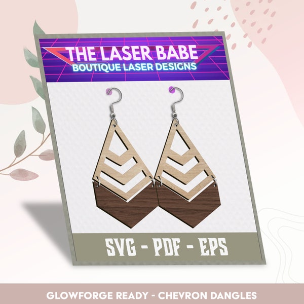 Boho Chevron Dangle Earrings | SVG PDF EPS | Glowforge Ready | Modern Geometric Accessory | Instant Download