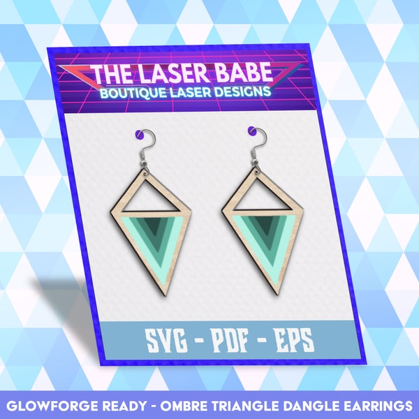 Ombre Triangle Laser Cut Earrings Digital Download | Glowforge ready svg pdf eps file | xtool cut file