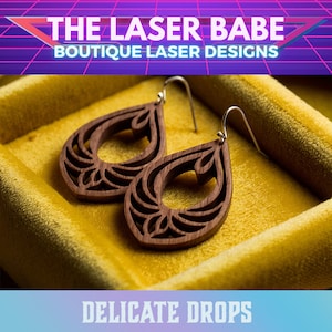 Delicati orecchini pendenti file tagliati al laser, elegante lacrima SVG, intricato design di gioielli, modello artigianale fai da te