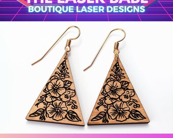 Laser Cut Earrings SVG: Floral Triangle Shape - Bohemian Style
