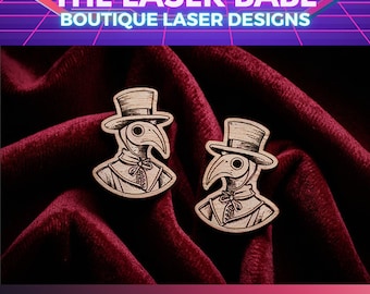 File di taglio laser di borchie del medico della peste, orecchini gotici SVG, design di gioielli di Halloween
