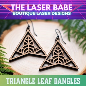 Pendientes colgantes triangulares con motivo de hojas Archivos SVG - Elegantes diseños de corte láser inspirados en la naturaleza para la elaboración de joyas - silueta Glowforge xtool