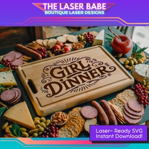 Mädchen Dinner Design für Laserschneiden | Bambus Schneidebrett SVG mit Gravur