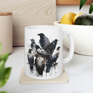 Crowd of Crows - AI Art - Coffee Mug 11oz