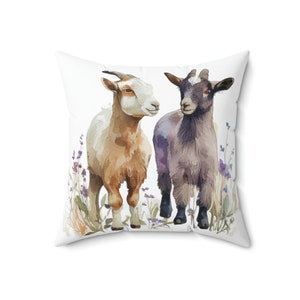Cute Goats - AI Art - Square Pillow - 18&quot; x 18&quot;