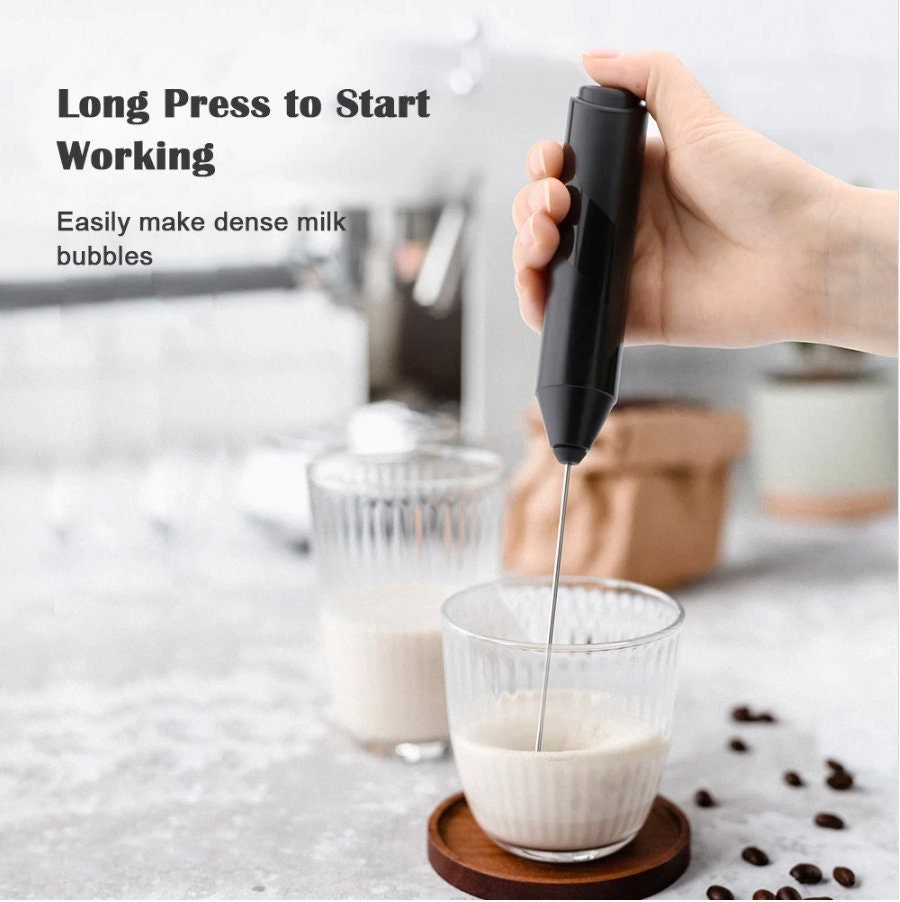 NAPCAM electric milk frother USB rechargeable portable handheld 2 speed  whisk stirrer option ideal for almond milk hot chocolate nespresso matcha  milk