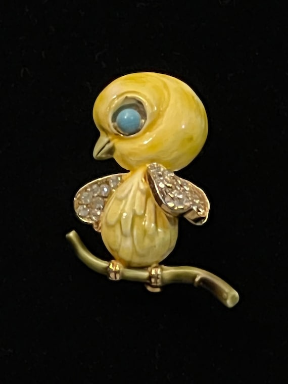 Signed HAR Yellow Bird Brooch