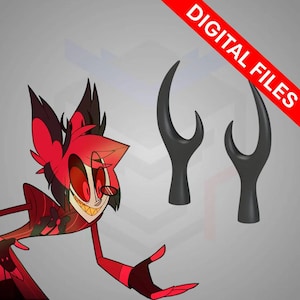 May include: Image features a cartoon character with red and black coloring, and two black, curved horn-like objects. The text "DIGITAL FILES" is displayed in a red banner across the top right corner. The character has a sinister grin.