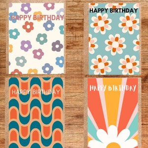 Set of 4 Happy Birthday Cards  | Contemporary | Multipack Birthday Cards | greeting card bundle | Modern Greeting Cards