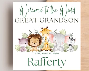 Newborn Great Grandson birth Card, Personalised Great Grandson Birth Card, Newborn Great Grandson Card