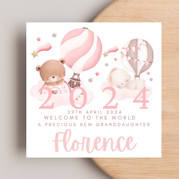 New Granddaughter Card, Welcome to the world Granddaughter, Granddaughter Personalised Card, New Baby Granddaughter Card For Her