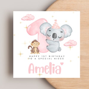 1st Birthday Card for Niece Daughter Granddaughter Great Granddaughter Little girl, 1st Birthday Card, Personalised 1st Birthday Card