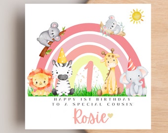 Personalised Cousin 1st 2nd 3rd Birthday card - Birthday card for cousin - Cousin - Birthday card - Typed inside or blank