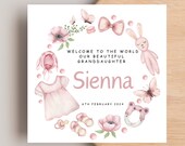 White Cotton Cards Babykarte 'Welcome To My 1st Granddaughter' – Handgefertigt, 16x16 Cm