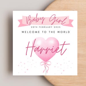 Personalised New Baby Girl Card,  New Baby Card, Baby Girl Card, Welcome To The World Baby Girl Card