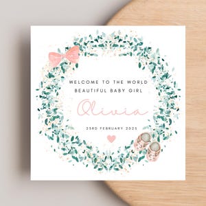 New Baby Girl Card, Personalised New Baby Girl, New Baby Card, Baby Girl Card, Welcome To The World Card Her