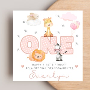 1st Birthday Card for Niece Daughter Granddaughter Great Granddaughter Little girl, 1st Birthday Card, Personalised 1st Birthday Card