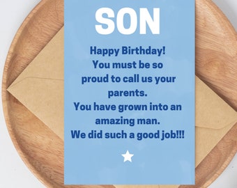 Carte d'anniversaire amusante pour fils | Humour | Adulte | Pour fils