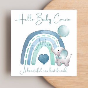 New Cousin card Personalised ,New baby Cousin Card, New Cousin Keepsake, Safari new cousin card