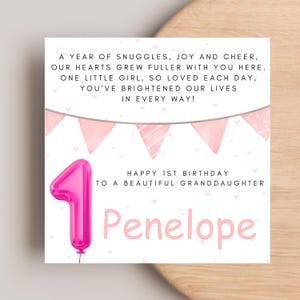 1st Birthday Card for Niece Daughter Granddaughter Great Granddaughter Little girl, 1st Birthday Card, Personalised 1st Birthday Card