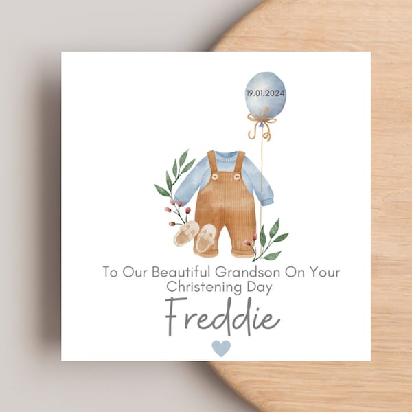 Christening Card for Grandson Son Nephew Cousin Godson, Boy Christening Card, Nephew Christening Card, Personalised Christening Gift