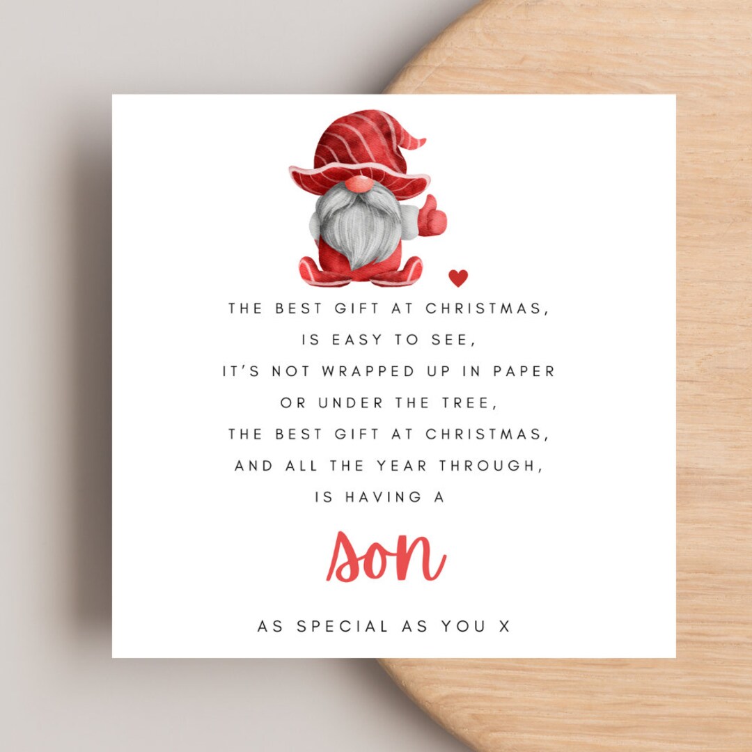 Son Christmas Card, Special Son Card, Son Poem Christmas Card, Christmas Cards, Gonk Christmas