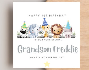 Grandson 1st birthday card, Nephew 1st birthday, Cousin birthday card, Any age card, Personalised boys birthday card, Son 1st Birthday