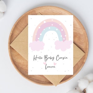 Personalised Cousin, New cousin card - To My Cousin Card, Card For Cousin, Baby Cousin Card, Newborn Cousin Typed inside or blank