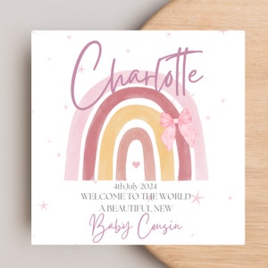 Personalised Cousin,New baby cousin card - To My Cousin Card,Rainbow Birthday Card, Card For Cousin, Baby Cousin Card, Typed inside or blank
