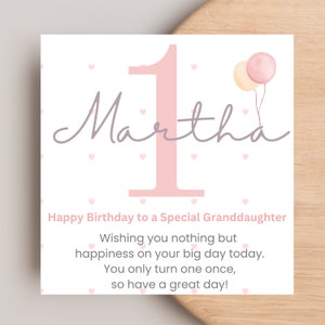 1st Birthday Card for Niece Daughter Granddaughter Great Granddaughter Little girl, 1st Birthday Card, Personalised 1st Birthday Card